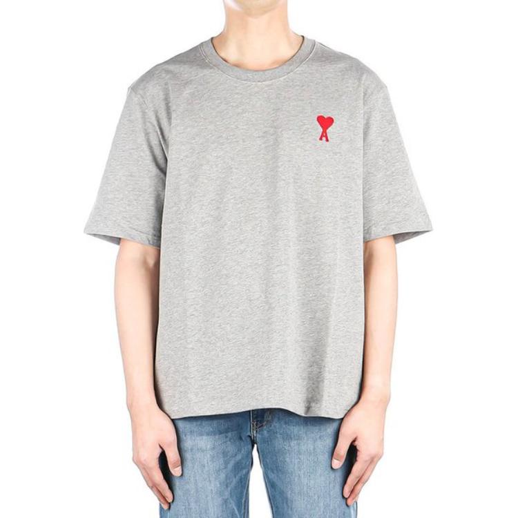 AMIPARIS T-Shirts Unisex Gray Crew Neck Moderate Straight Fit UTS004726-501