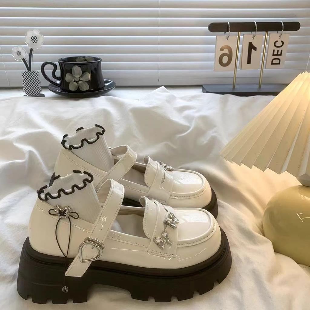 Shallow Mouth Sweet and Cool Mary Jane Single Shoes Women's Summer New Lightweight Butterfly British Style Shiny Thick-soled Small Leather Shoes
