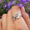 Elegant Silver Color Carving Styled Butterfly Rings Exquisite Fashion Inlaid Purple Zircon Engagement Wedding Rings for Women