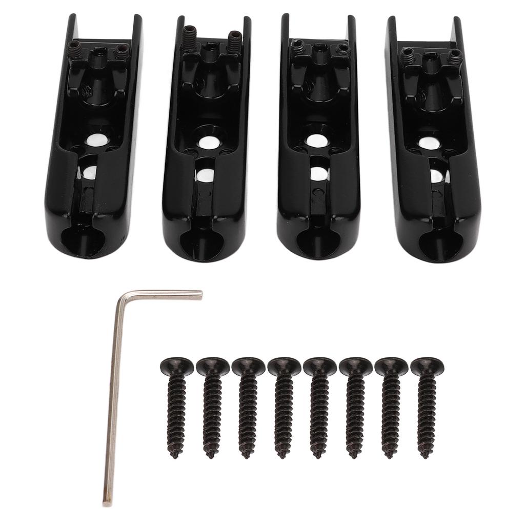 Electric Bass Bridge Metal Wear Resistant Textured Individual 4 String Electric Bass Guitar Bridge