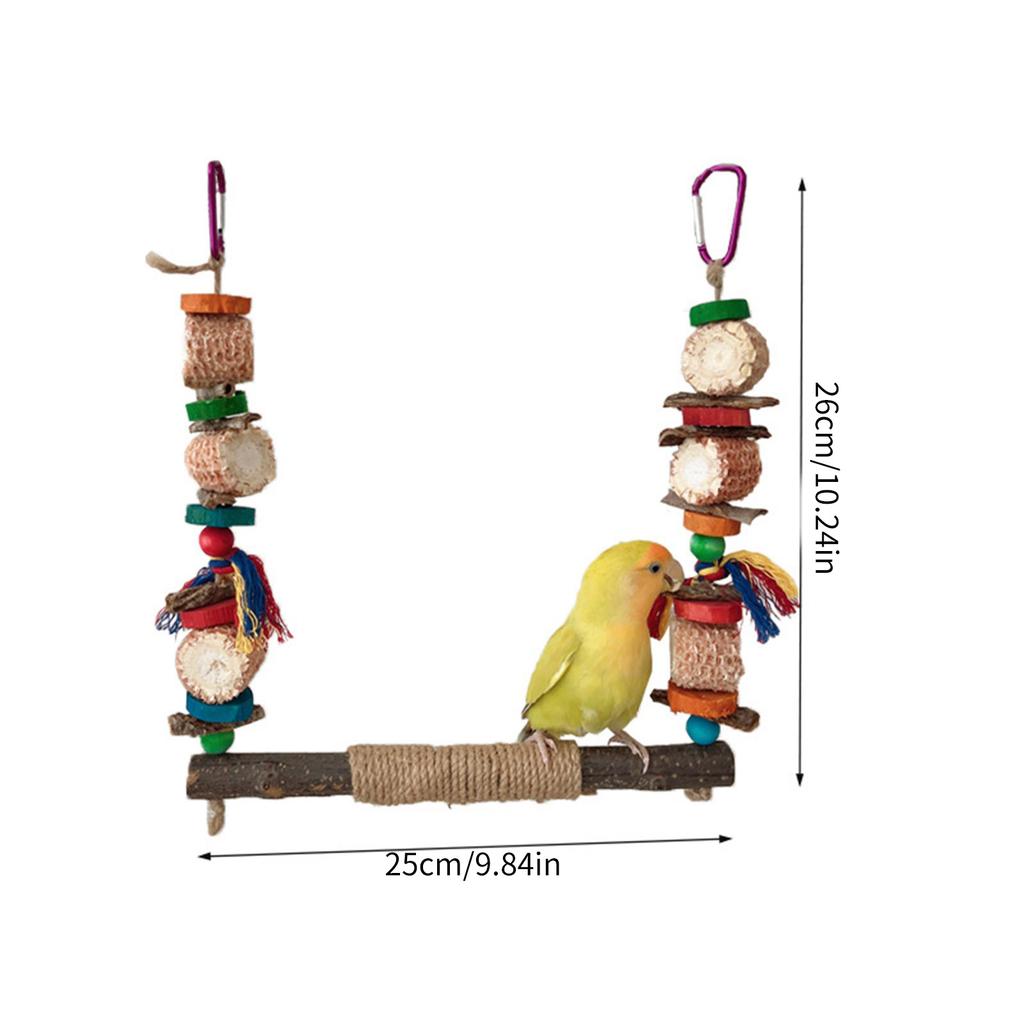Bird Swing Parrots Cage Toy Swing Set Wooden Corncob Training for Small Size Birds Parrots Playstand Set