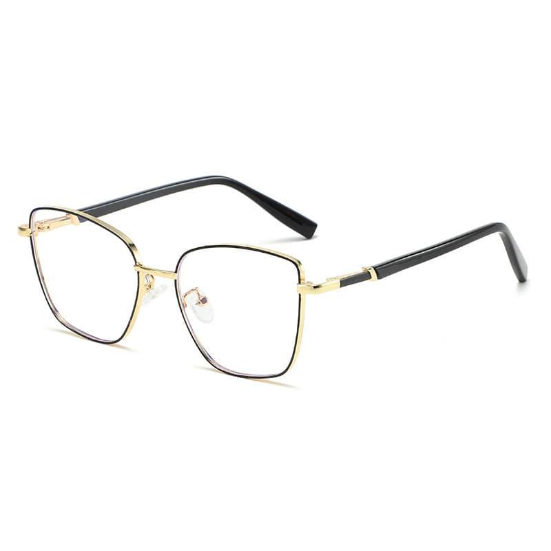 New Anti-blue Light Glasses Retro Large Square Frame Computer Office Goggles Fashion Metal Frame Women's Eyepieces