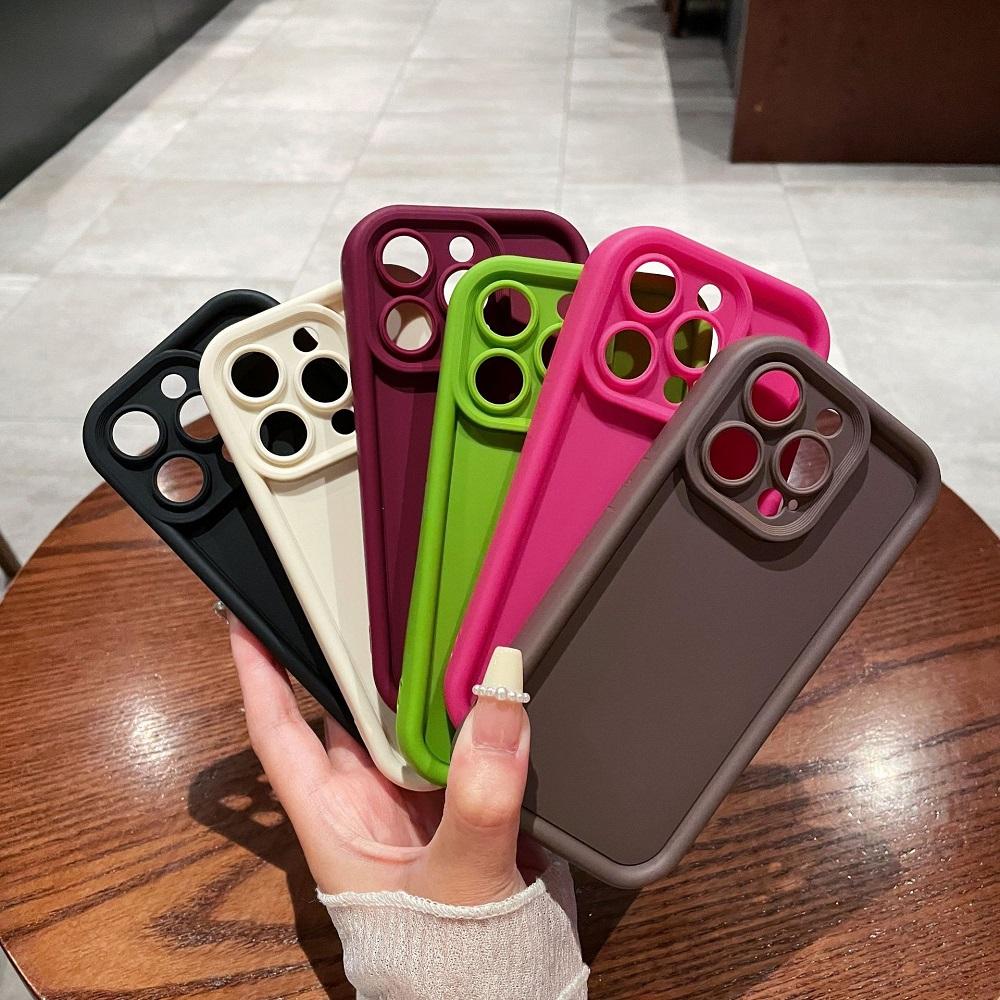 Мягкий Однотонный Противоударный Чехол для Телефона Для iPhone 16 15 14 13 12 11 Pro Max XS X XR 8 7 Plus SE Однотонный Силиконовый Бампер