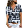 Womens Fashion Casual Short Sleeve Print Button V-Neck T-Shirts Tops Blouse