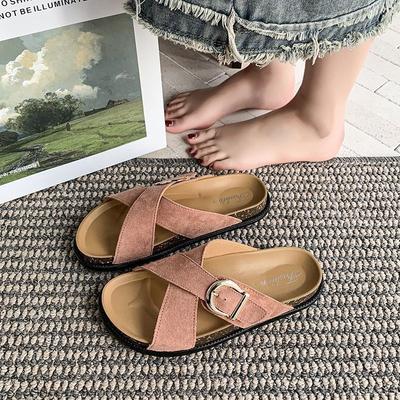 Однословные шлепанцы универсальные повседневные пляжные туфли сандалии тапочки женские на плоской подошве новая летняя обувь ретро