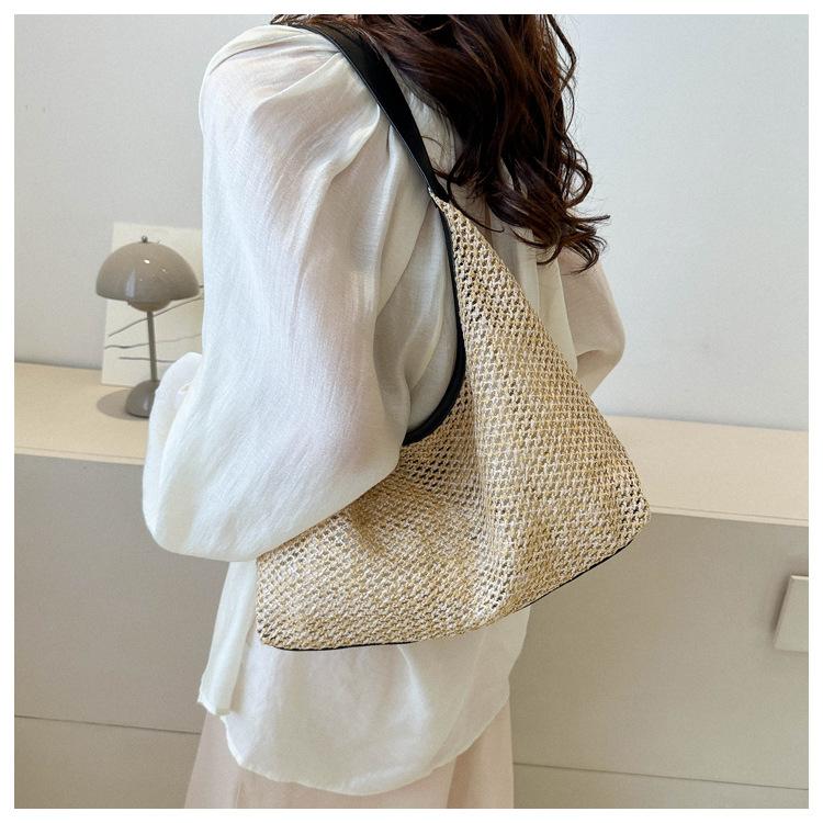 Woven Straw Tote Bag for Women Large Capacity Bucket Shoulder Handbag KTB