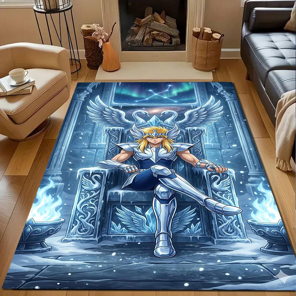 "Icy Throne Warrior with Wings Design" Patterned carpet, non slip mat suitable for living room and bedroom sofas