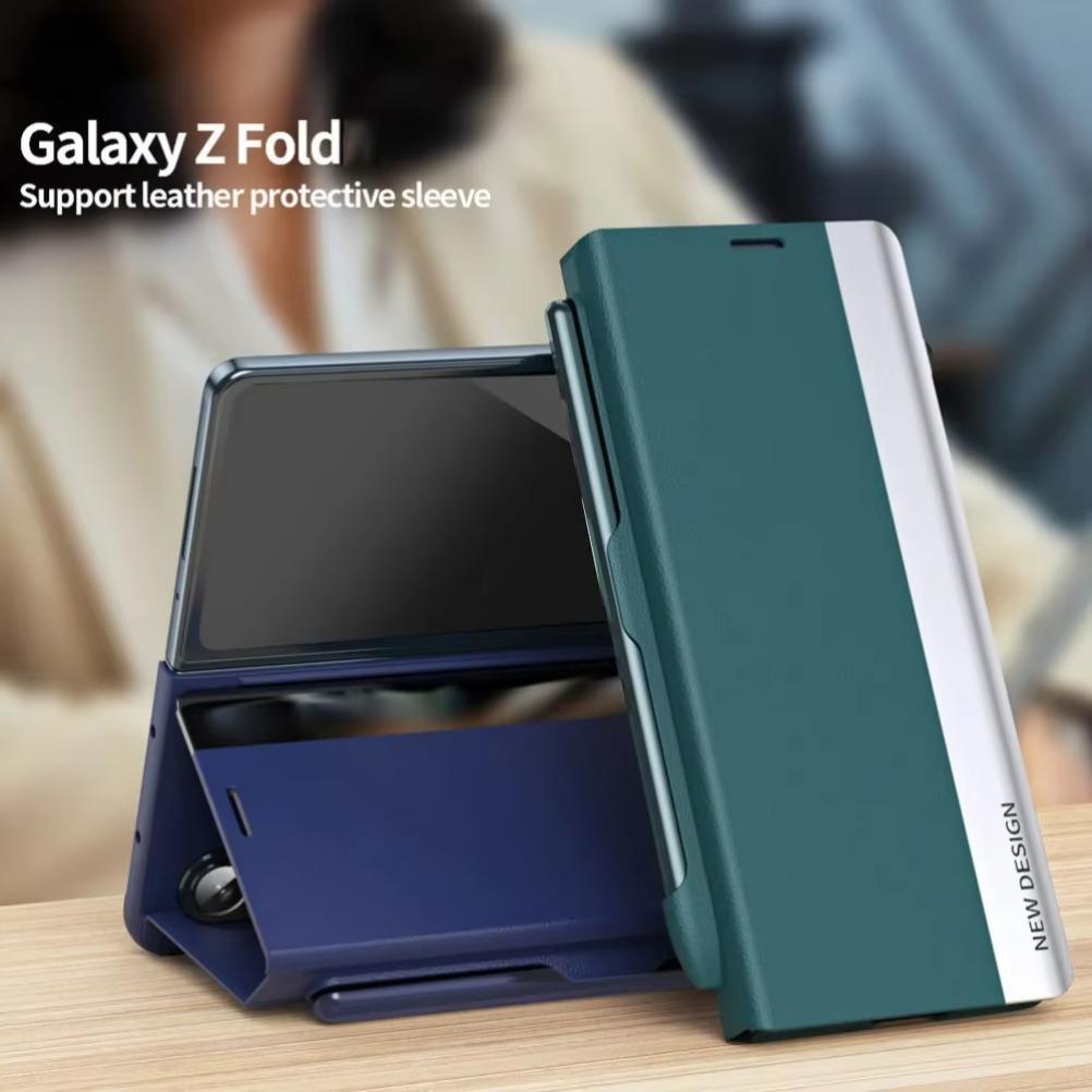С S Pen для Samsung Galaxy Z Fold 7 6 5 4 3 Защитная крышка Роскошная кожаная подставка Магнитная адсорбция Полная крышка Чехол-кобура для телефона