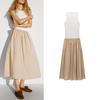 Spring New Arrival French Style Design Niche Style Round Neck Sleeveless A- Line Skirt Mid-Length Patchwork Dress 0085310