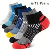 6/12 пар цветных мужских низких носков, модные удобные осенние классические черные деловые носки, высококачественные мужские короткие носки