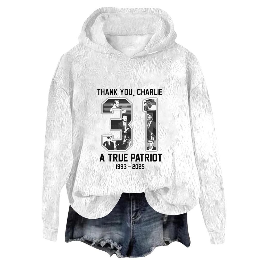 Women's Hooded Long Sleeve Printed Flannel Top Hooded Sweatshirt