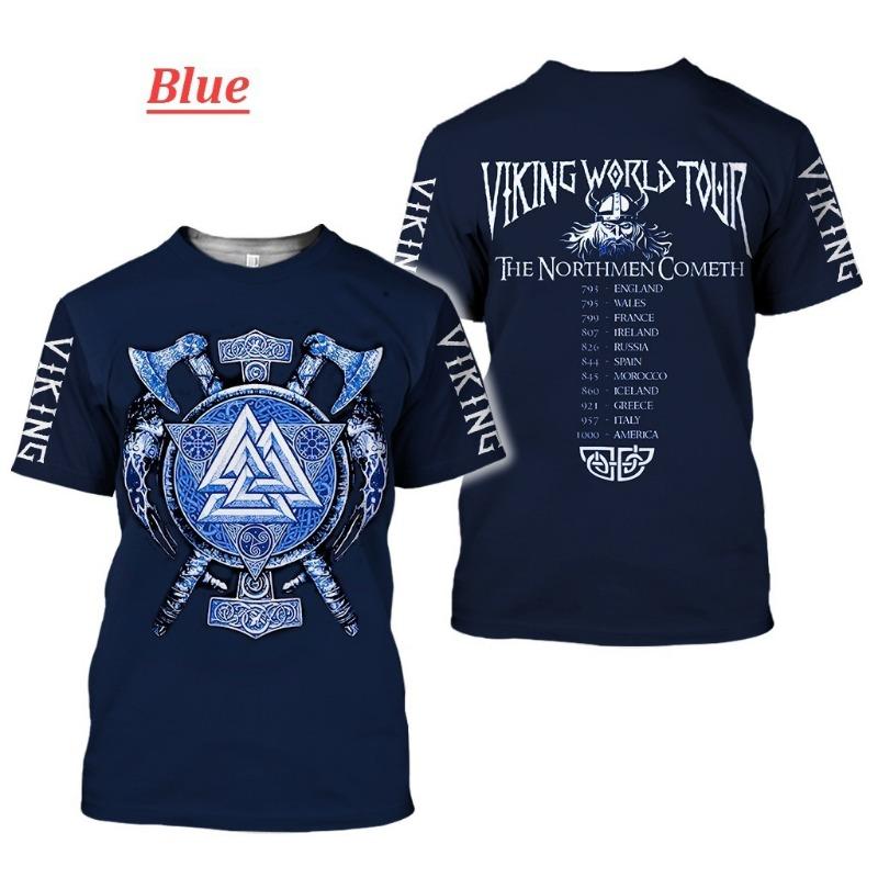 Модная мужская одежда для женщин и мужчин, викинг, татуировка, искусство, череп, футболка с 3D-принтом, викинги, короткие рукава