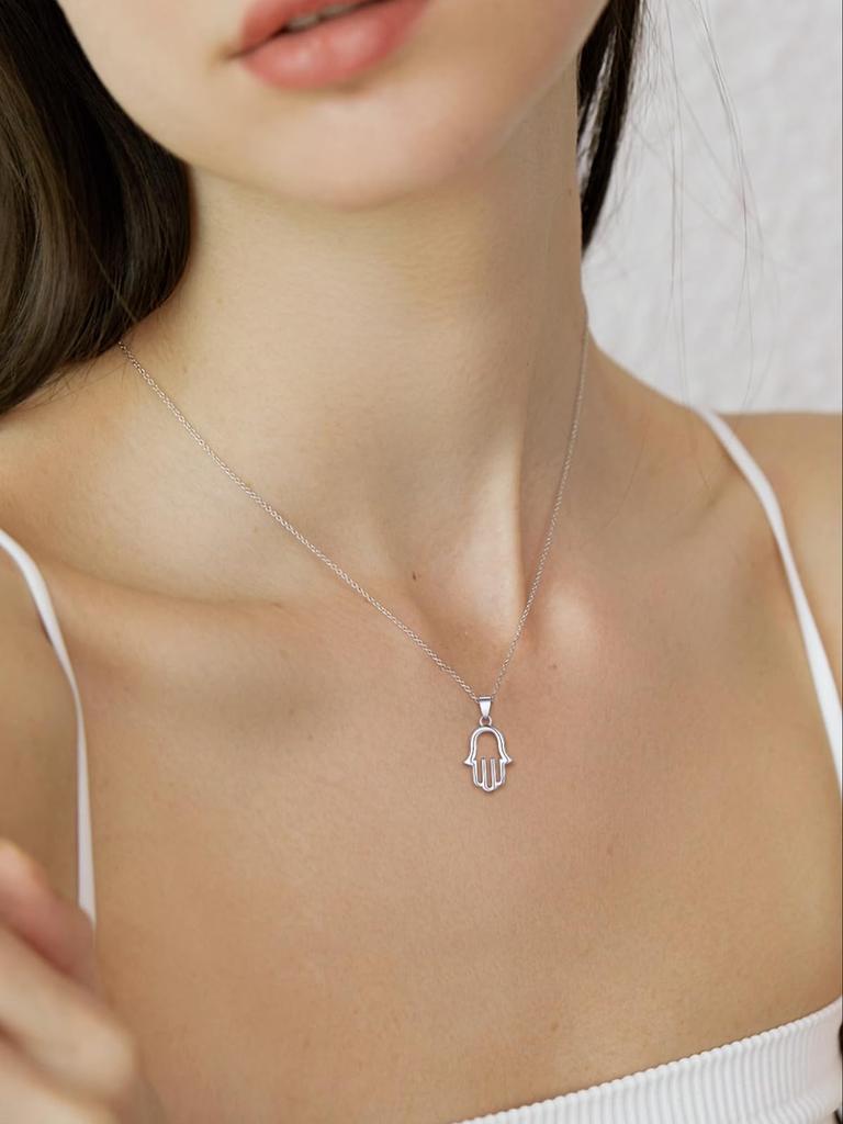 Ожерелье Хамса из серебра 925 пробы, кулон «Рука Фатимы», амулет, амулет, Ближний Восток [Suplight] для женщин