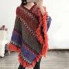 Bohemian Autumn Knitted Coat Knitted Comfy Autumn Winter V Neck Colorful Irregular Hem Cloak Coat Sweater