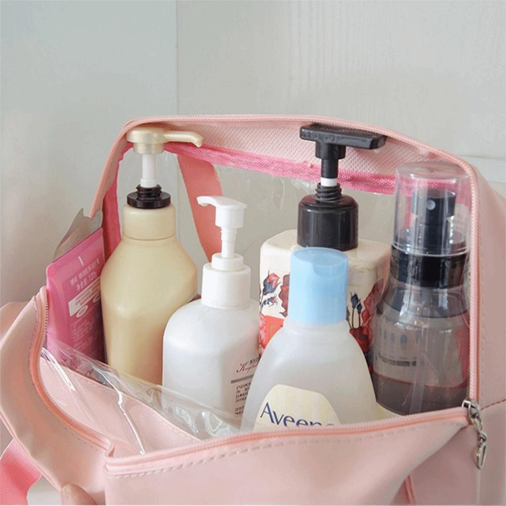 Zipper Closure Portable Toiletry Pouch with Handle Skincare Products Organizer Swimming