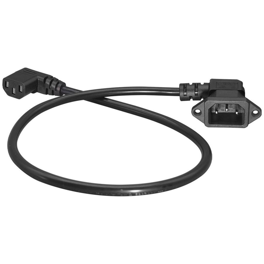 C14 Figure-8 Connector to C13 Angle Adapter with Screw Mounting for PDU Chassis Power Cable