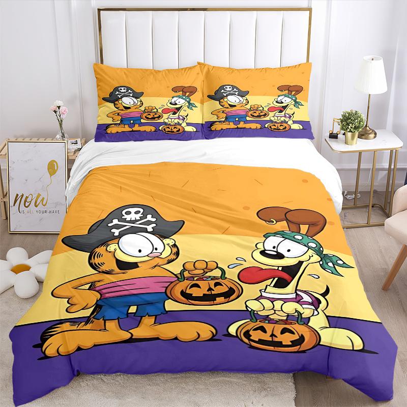 3pcs Halloween Garfield and Odie Bedding Set, Including, Without Filling, Soft and Comfortable Home Bedroom.H044