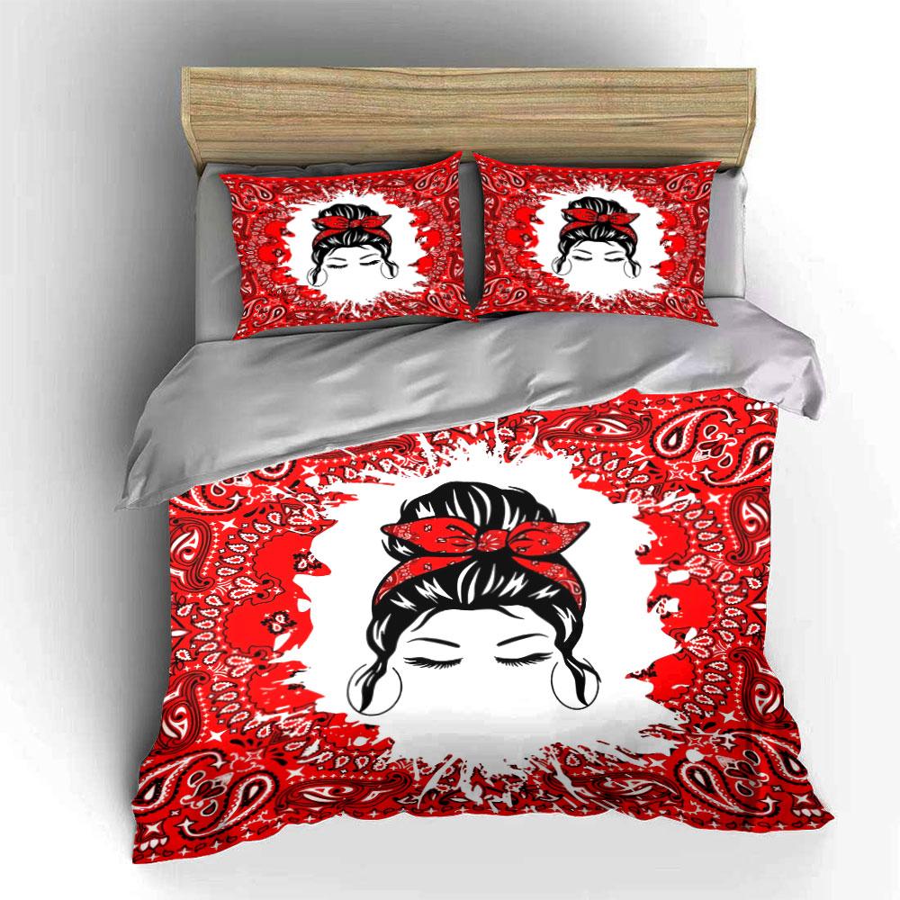 "Retro Bandana Art Set Decor" Bedding Set with 1 Duvet Cover 2 Pillowcases Single Double King Queen, Gift