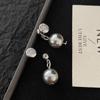 Серьги с серым жемчугом Shijia осень и зима, изысканные маленькие серьги-гвоздики, элегантные серьги-гвоздики с высоким чувством стиля, нишевые украшения для ушей
