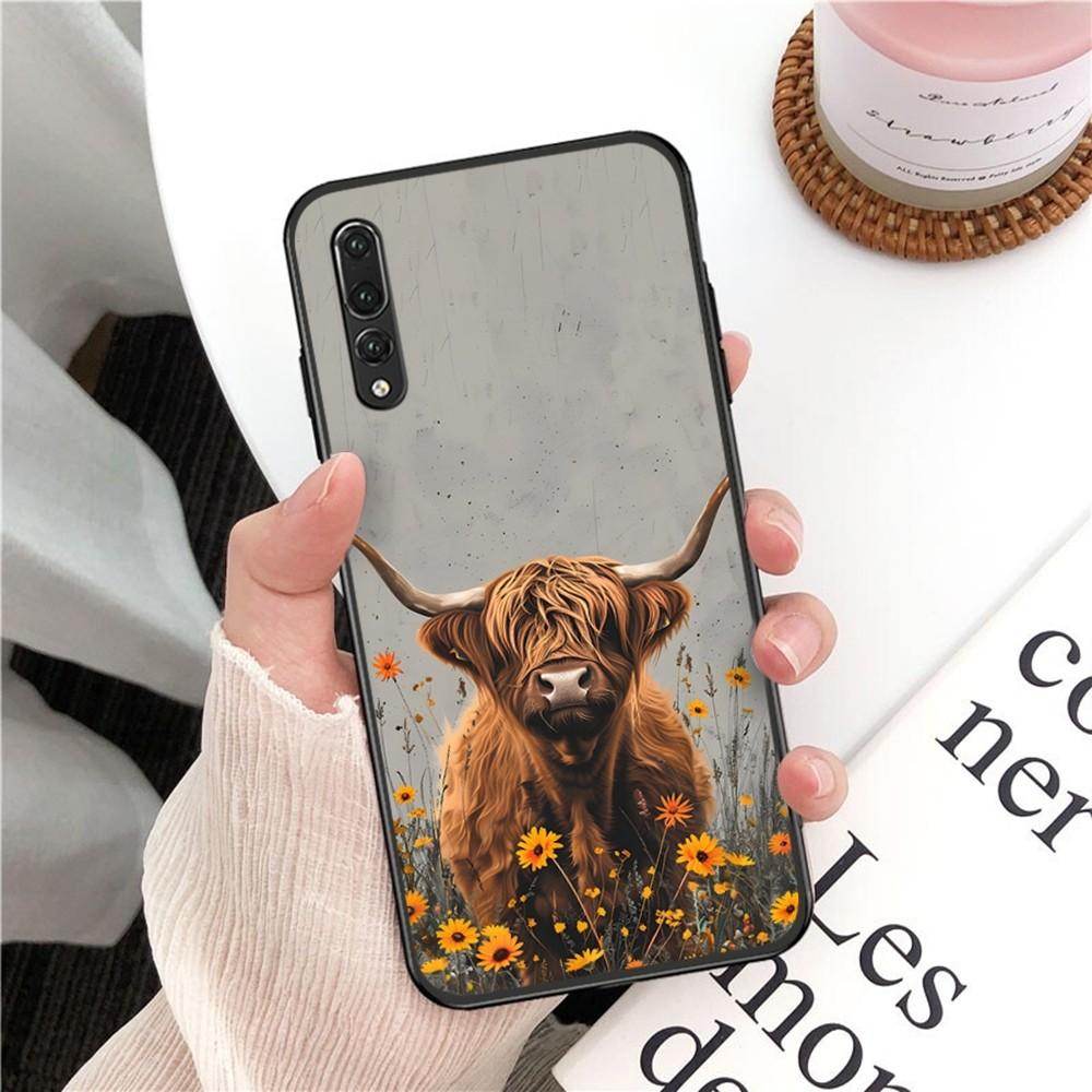 Cute Highland Cow Phone Case For Huawei P 8 9 10 20 30 40 50 Pro Lite Psmart Honor 10 Lite 70 Mate 20lite
