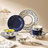 Ретро Синие Цветы Керамическая Тарелка Свет Роскошь Романтический Ресторан Вкусные Паста Стейк Тарелки Домашний Завтрак Фрукты Салат Тарелка