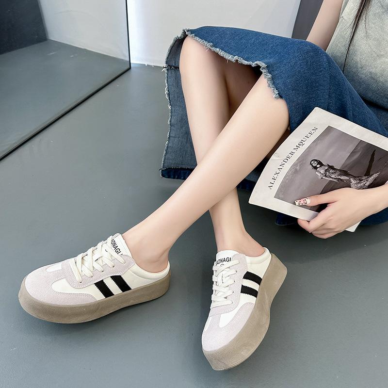 Женская обувь Baotou Тапочки Женская летняя верхняя одежда Толстая подошва Каблук без каблука Полутапочки Женские дизайнерские туфли Zapatillas De Mujer