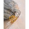 Yhpup Trendy Stainless Steel Geometric Hollow Unusual Ring for Women Distinctive Sleek Polished Finger Jewelry