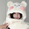 New Blush Bear Plush Hat for Women In Winter Warmth Lei Feng Hat Scarf Gloves One Piece Set