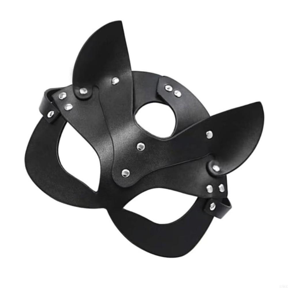 Zinc Zinc Alloy Halloween Mask Solid Color Half Face Mask Cool PU Leather Mask  Women