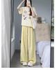 Women's 2024 Summer Yellow Polka Dot Wide-Leg Ice Silk Pants