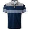 Мужская модная футболка-поло с коротким рукавом, с цветными блоками, повседневная футболка в полоску, влагоотводящая, для гольфа, топ