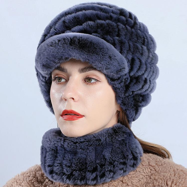 Шапка для девочек, зимняя шапка, зимняя утепленная теплая модная шапка с защитой ушей, меховая шапка из кролика рекс