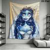 Corpse Bride Wall Tapestry Aesthetic Wall Hanging Printed Fabric Blanket Decorative Tapestries for Bedroom Living Room Home Decor