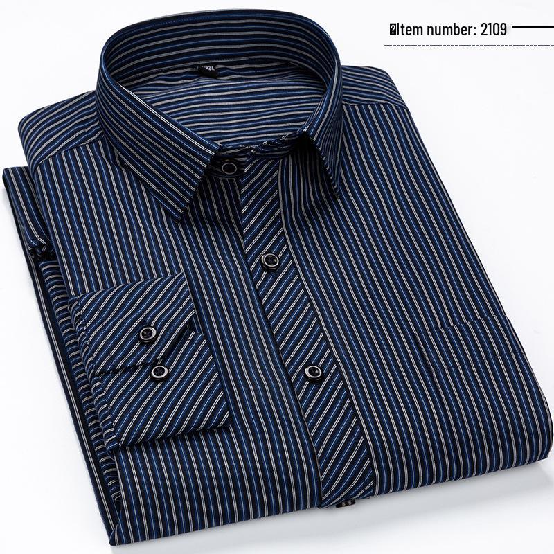 Men's Business Casual Striped Long-Sleeve Shirt - Simple and Fashionable