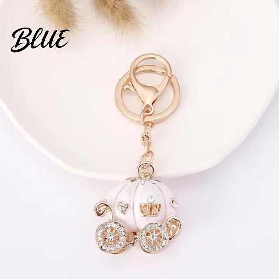 Girlfriend Keychain Gift Pendant Sparkling Rhinestones Pumpkin Carriage Shape Charm