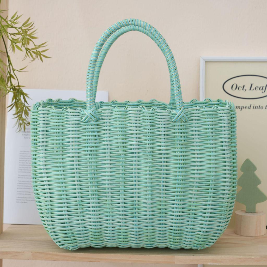 Colorful Imitation Rattan Woven Ladies' Picnic Handbag