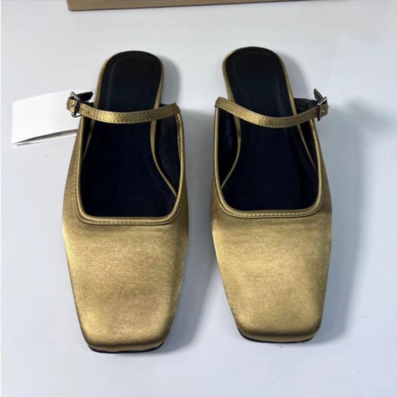 Модные летние сандалии на плоской подошве женские 2025 новые квадратный носок ремешок с пряжкой дышащий атлас повседневные слинги шикарные мюли для женщин