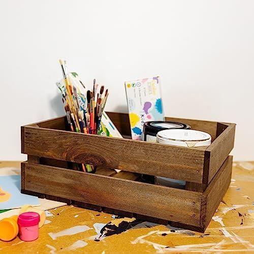 Caisse de rangement en bois Wengé - CREATIVE DECO - 40 x 30 x 15 cm - Vintage