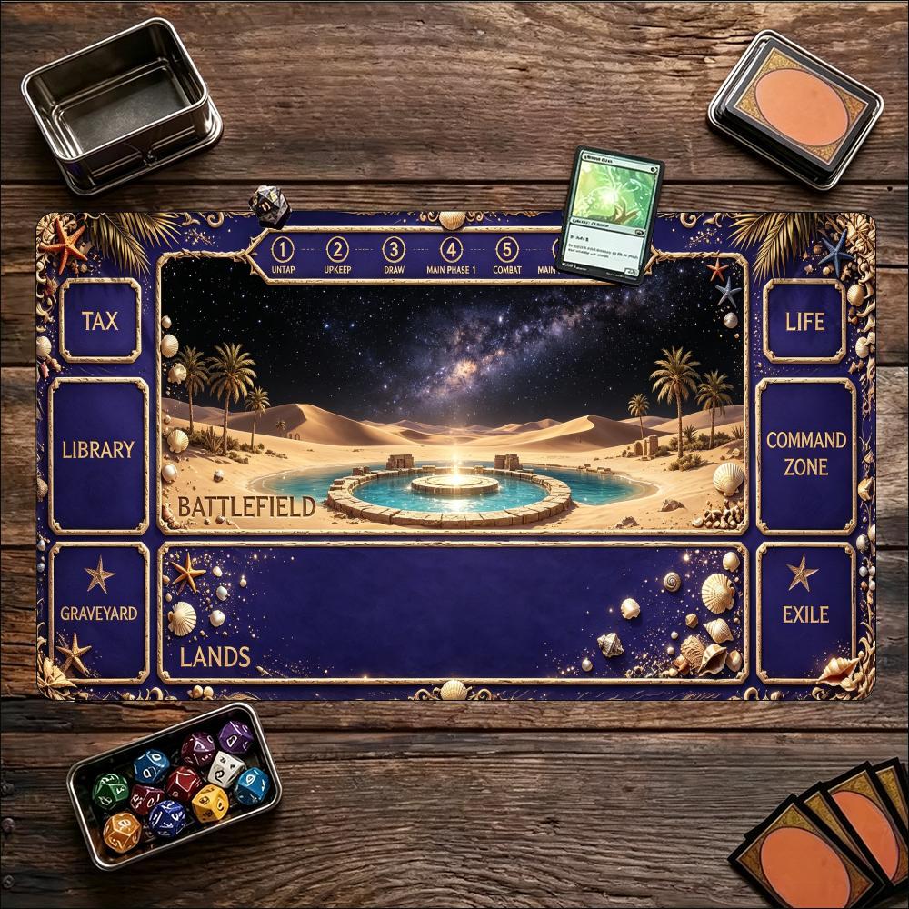 Celestial Floating Sky Island Large Game Mat NonSlip Rubber Playmat Ornate Ocean Frame For Trading Card Tabletop Hobby Sessions