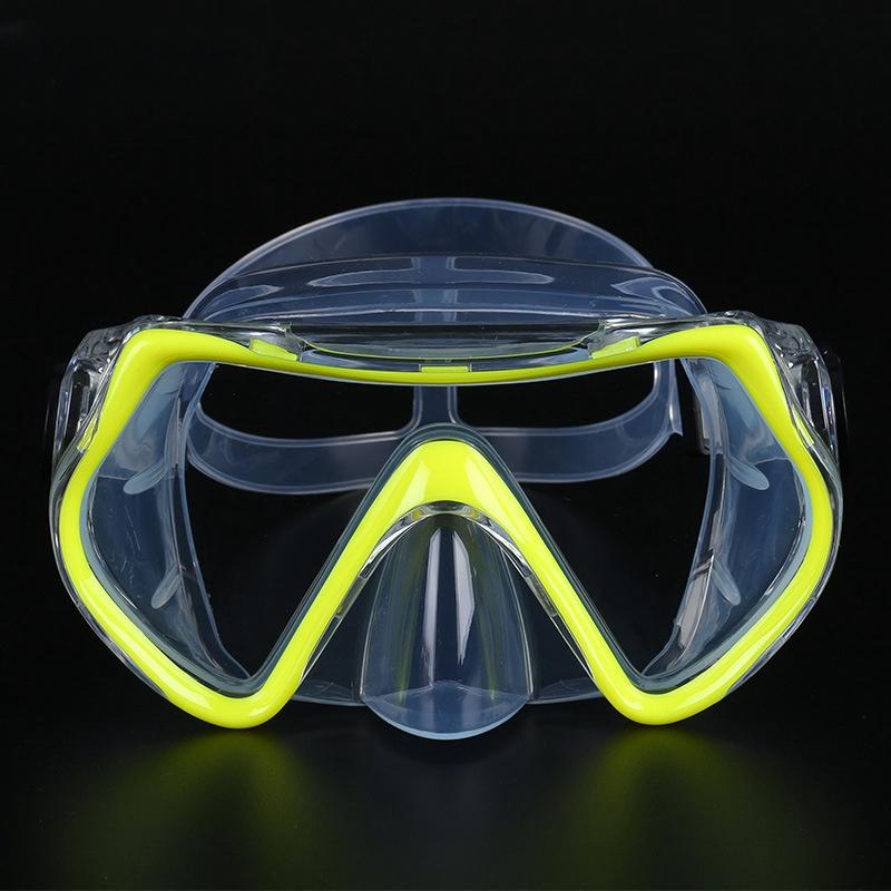 Маска для дайвинга, очки для плавания, подводная трубка, силиконовая юбка, панорамное HD из закаленного стекла, противотуманное покрытие для взрослых и молодежи, с крышкой для носа