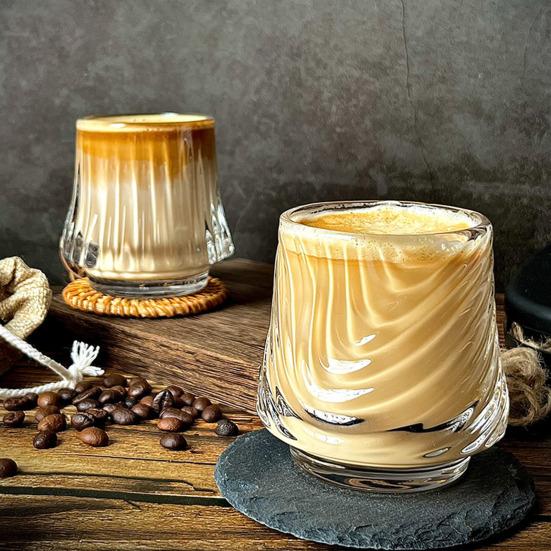 Стеклянная кофейная кружка с текстурой вулкана 150 мл, стакан для виски с рельефным рисунком, термостойкий стакан для напитков для эспрессо, латте, коктейлей