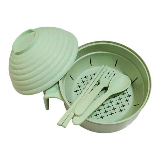 Microwave Ramen Cooker Bowl Set with Chopsticks Noodle Bowl Microwavable Fast Ramen Pot for College Students BPA-Free Heat-Resistant Handles