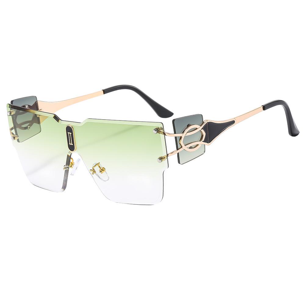 Новый брендовый дизайн для унисекс-нарядов с горячими солнцезащитными очками без оправы с обрезанными краями, большие модные мужские солнцезащитные очки, цельные солнцезащитные очки