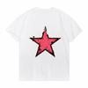 Distressed Pink Star Print Tshirt Unisex Fashion Loose Short Sleeve Summer Casual Breathable Round Neck Tee