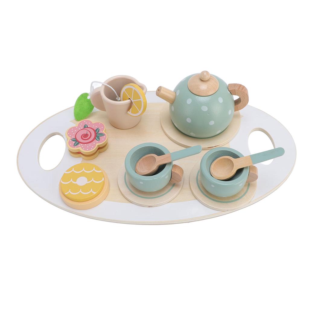 Деревянный чайник, набор чашек для чая для маленьких девочек, ролевые игры, развитие социальных навыков, ролевые игры, деревянный чайный набор