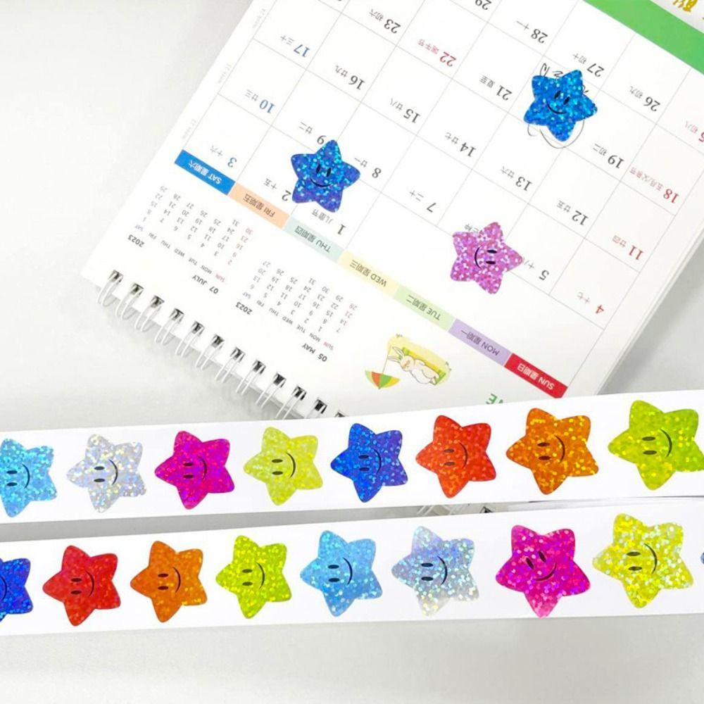 500pcs/roll Office Stationery Colorful Glitter Star Stickers Teacher Encouragement Supply  Praise