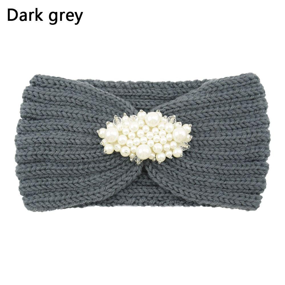 Жемчужный подогреватель ушей Вязание крючком Вязание спицами Тюрбан Повязка на голову Широкая повязка на волосы Вязаные повязки на голову