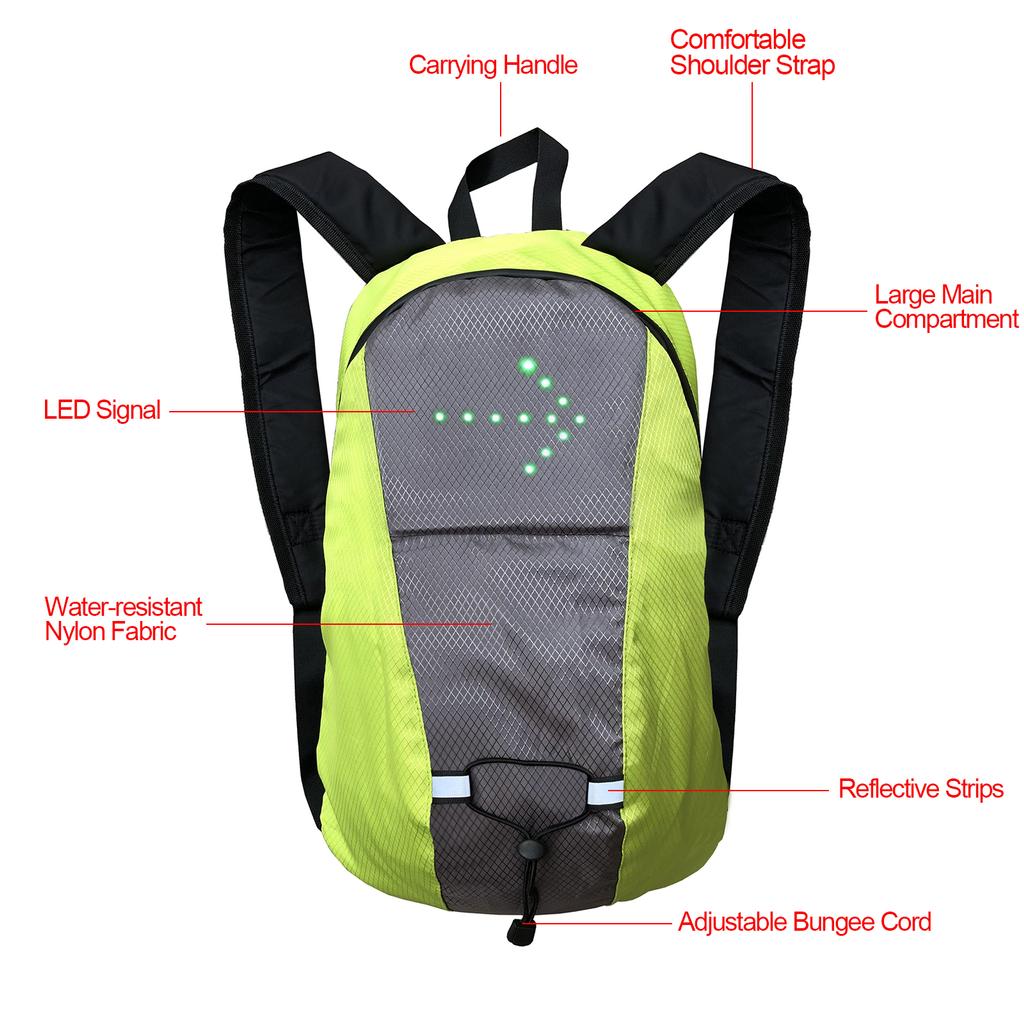 Беспроводной светодиодный указатель поворота Перезаряжаемый через USB светодиодный указатель поворота с прикрепленным рюкзаком