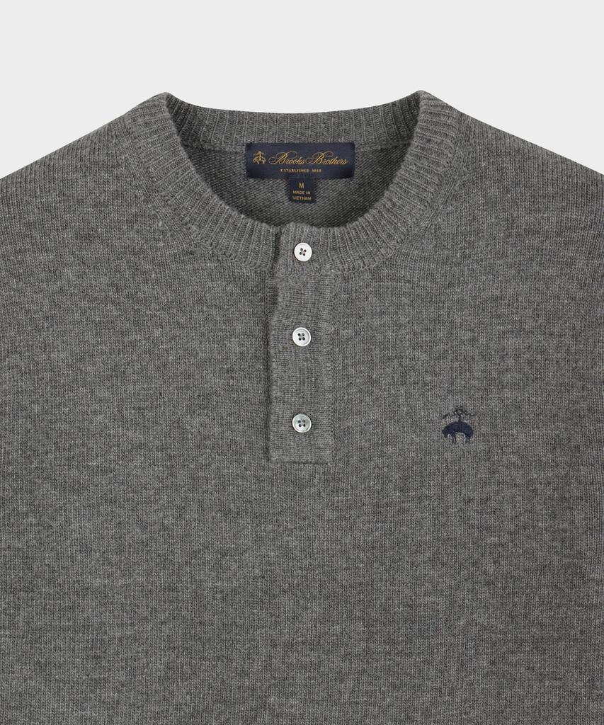 BROOKS BROTHERS Wool Henley Neck Sweater (Charcoal) (Bbwrmog422)