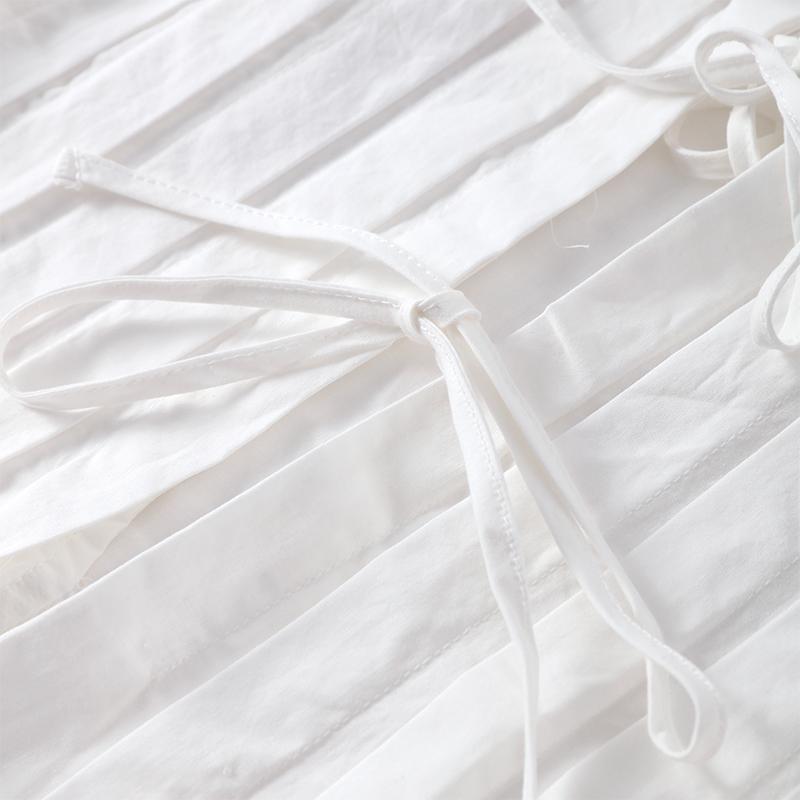 Белый жилет из хлопка и льна, плиссированный короткий топ со шнуровкой, женский, с круглым вырезом, без рукавов, с оборками, топы для отпуска и пляжа, лето